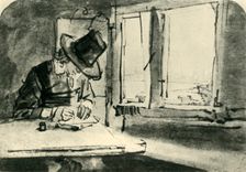 Man drawing at window, mid 17th century, (1943). Creator: Rembrandt Harmensz van Rijn