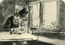 Man drawing at window, mid 17th century, (1943). Creator: Rembrandt Harmensz van Rijn