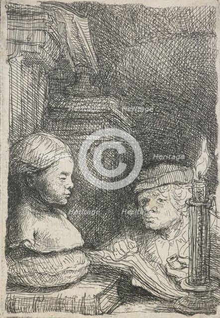 Man drawing from a cast, c.1641. Creator: Rembrandt Harmensz van Rijn.