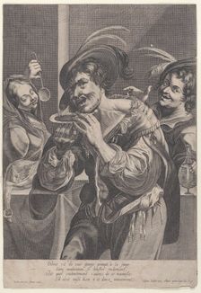 Man drinking soup while two people watch him, 1624-75. Creator: Pierre Daret