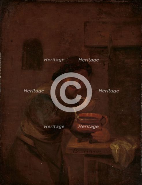 Man Eating from an Earthenware Pot, c.1660-c.1680. Creator: Daniel Boone.