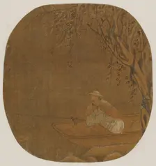 Man fishing from a boat under a tree, Possibly Ming dynasty, 1368-1644. Creator: Unknown