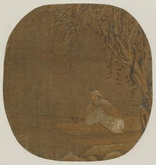 Man fishing from a boat under a tree, Possibly Ming dynasty, 1368-1644. Creator: Unknown