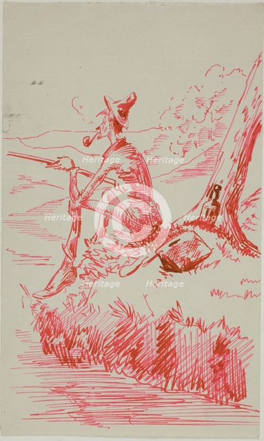Man Fishing on Bank of River, n.d. Creator: Anders Leonard Zorn.