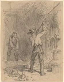 Man Flailing, 1850s. Creator: Felix Octavius Carr Darley