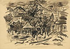 Man from Orava on a horse, c1935. Creator: Arnold Peter Weisz-Kubincan