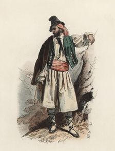 Man from Valencia, color engraving 1870