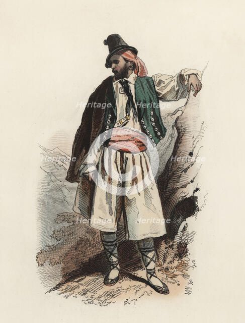 Man from Valencia, color engraving 1870.