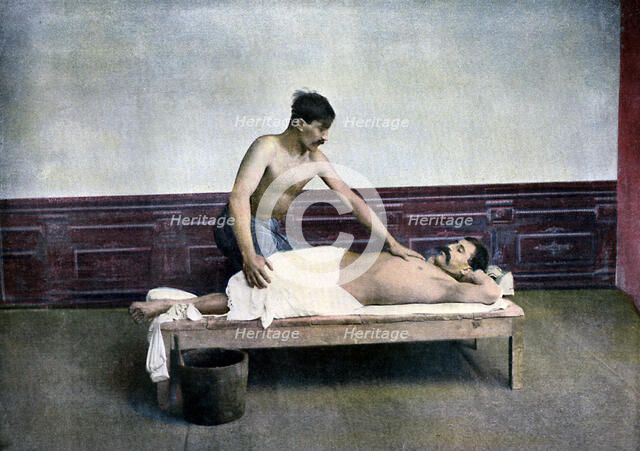 Man having a massage in bath house, c1890. Artist: Unknown