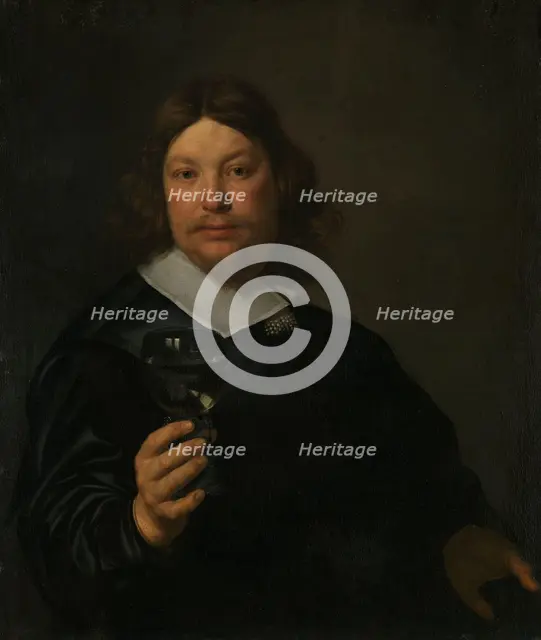 Man holding a Glass of Wine, Mid 17th century. Creator: Bartholomeus van der Helst.
