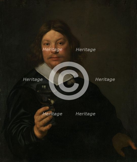 Man holding a Glass of Wine, Mid 17th century. Creator: Bartholomeus van der Helst.