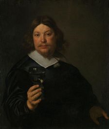 Man holding a Glass of Wine, Mid 17th century. Creator: Bartholomeus van der Helst