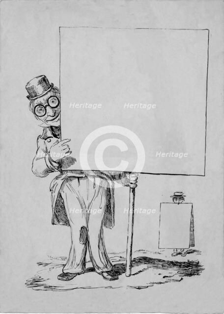 Man holding a sign, 19th century. Creator: Unknown.