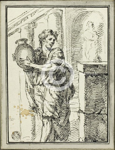 Man Holding Jar, 1785. Creator: David Pierre Giottino Humbert de Superville.