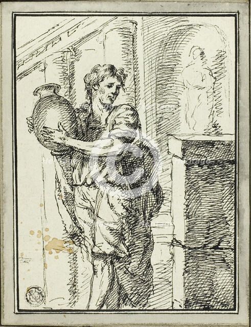 Man Holding Jar, 1785. Creator: David Pierre Giottino Humbert de Superville.