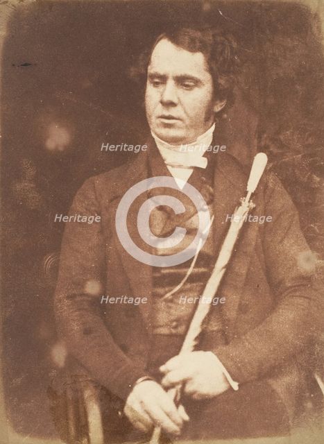 [Man Holding Umbrella], 1843-47. Creators: David Octavius Hill, Robert Adamson, Hill & Adamson.
