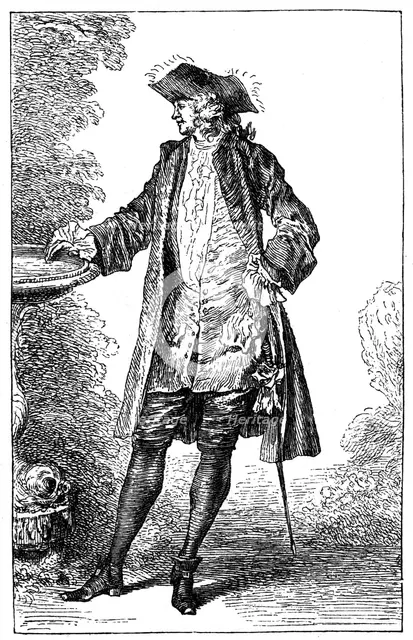 Man in 18th-century French costume, (1885).Artist: Jean-Antoine Watteau