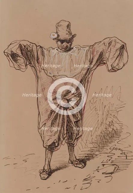 Man in a Clown Suit, 1852-1866. Creator: Paul Gavarni.
