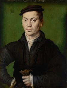 Man in a Black Beret Holding a Pair of Gloves, c1530. Creator: Corneille de Lyon (1500/10-1575)