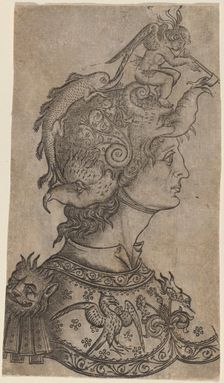Man in a Fantastic Helmet, c. 1470/1480. Creator: Unknown
