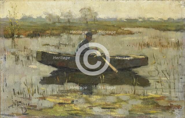 Man in a rowing boat, 1880-1926.  Creator: Hermanus Gerhardus Wolbers.