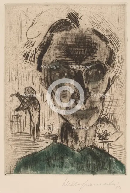 Man in a Room, Self-portrait, 1922-1923. Creator: Walter Gramatté.