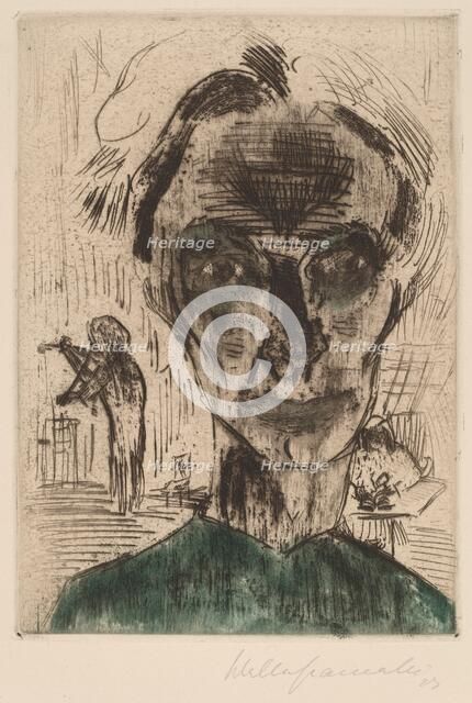 Man in a Room, Self-portrait, 1922-1923. Creator: Walter Gramatté.