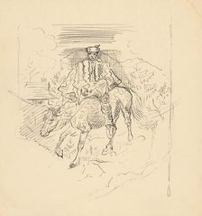 Man in a traditional costume on a horse, c1935. Creator: Arnold Peter Weisz-Kubincan