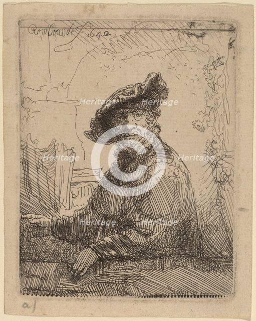 Man in an Arbor, 1642. Creator: Rembrandt Harmensz van Rijn.