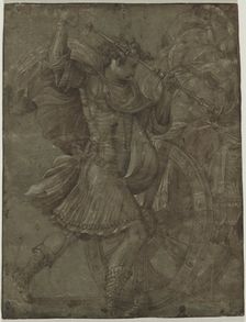 Man in Armor beside a Chariot, c. 1550. Creator: Francesco Salviati (Italian, 1510-1563), assistant of