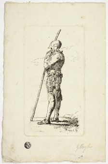 Man in Armor Holding Staff, n.d. Creator: Unknown