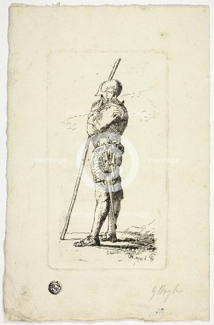 Man in Armor Holding Staff, n.d. Creator: Unknown.