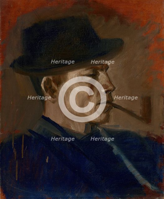 Man in Blue Smoking, 1880-1900. Creator: Ladislav Mednyanszky.