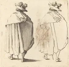 Man in Cloak, Seen from Behind, 1617 and 1621. Creator: Jacques Callot