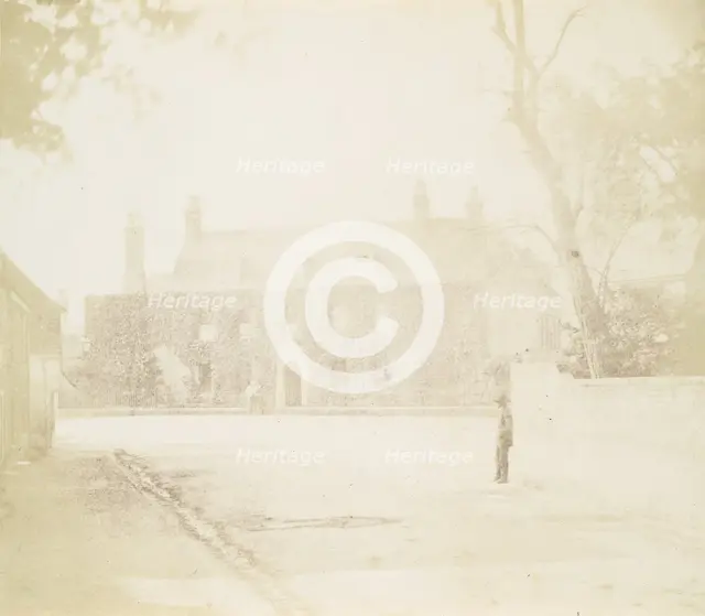 Man in Courtyard Before House, 1850s. Creator: Unknown.