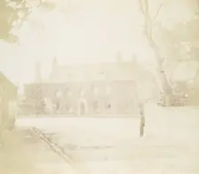 Man in Courtyard Before House, 1850s. Creator: Unknown