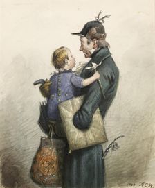 Man in Green Coat with Umbrella, 1848. Creator: Richard Caton Woodville