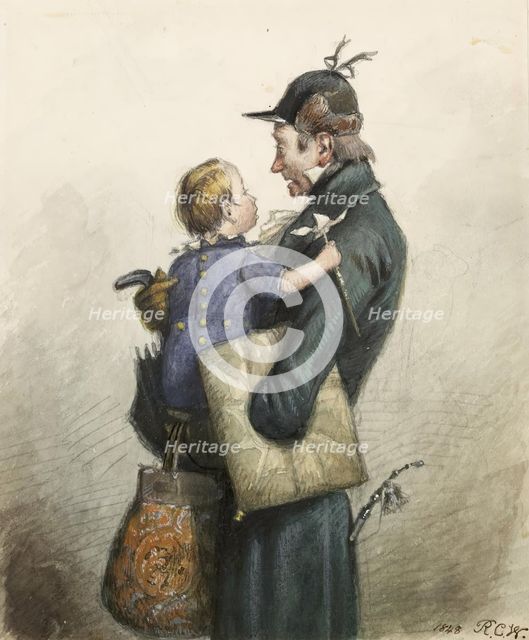 Man in Green Coat with Umbrella, 1848. Creator: Richard Caton Woodville.