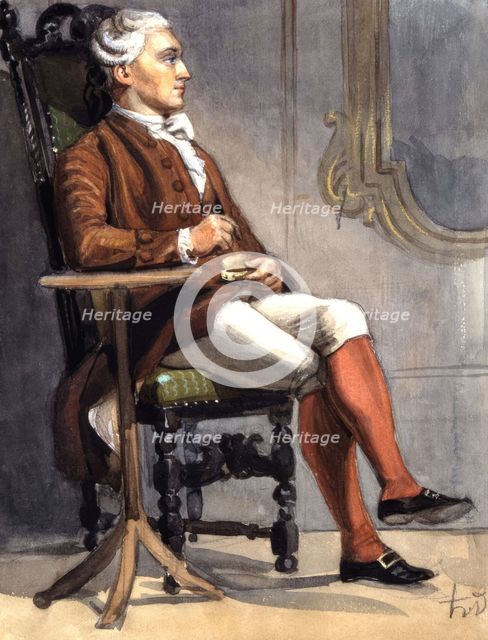 "Man in historical costume sitting in a chair." (c1850s). Creator: Fritz von Dardel.