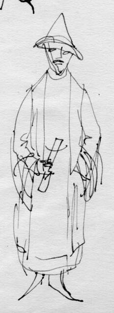 Man in pointy hat, c1950. Creator: Shirley Markham