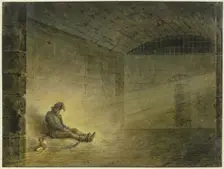 Man in prison cell, 1833. Creator: Johann Adam Ackermann
