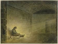 Man in prison cell, 1833. Creator: Johann Adam Ackermann