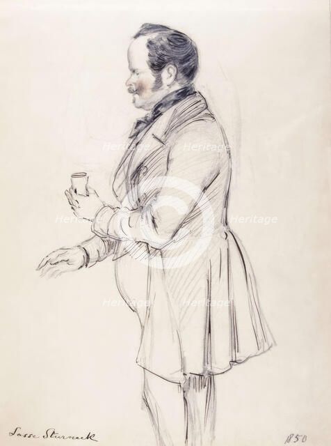 Man in Profile with a glass in his hand", 1850. Creator: Fritz von Dardel.