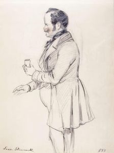 Man in Profile with a glass in his hand", 1850. Creator: Fritz von Dardel