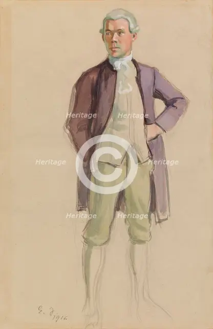 Man in Rococo Attire (F.E. Sillanpää), study for the mural Meeting of the Aurora Society, 1916. Creator: Eero Jarnefelt.