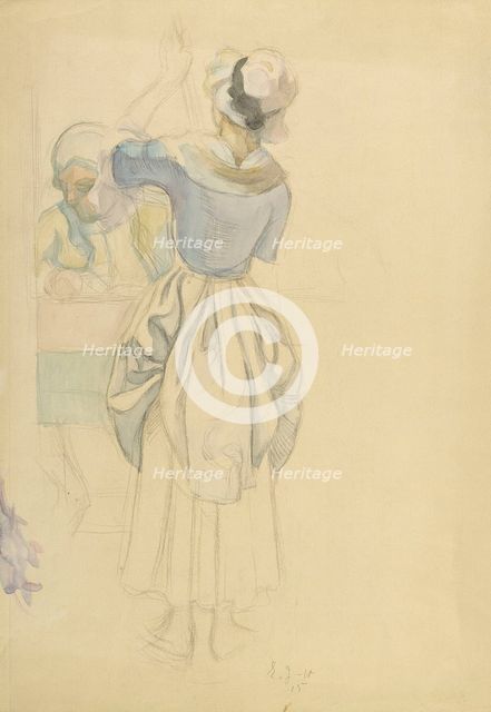 Man in Rococo Attire with Maid, 1915. Creator: Eero Jarnefelt.