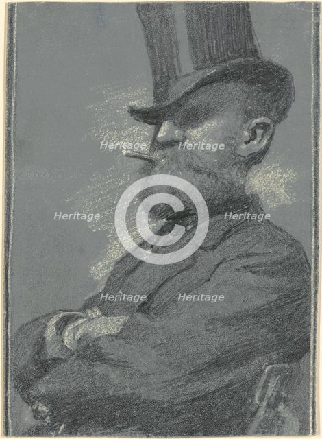 Man in Top Hat, Smoking a Cigar, late 19th century. Creator: Robert William Vonnoh.