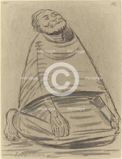 Man Kneeling, 1916. Creator: Ernst Barlach.