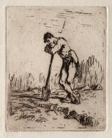Man Leaning on a Spade. Creator: Jean-François Millet (French, 1814-1875)