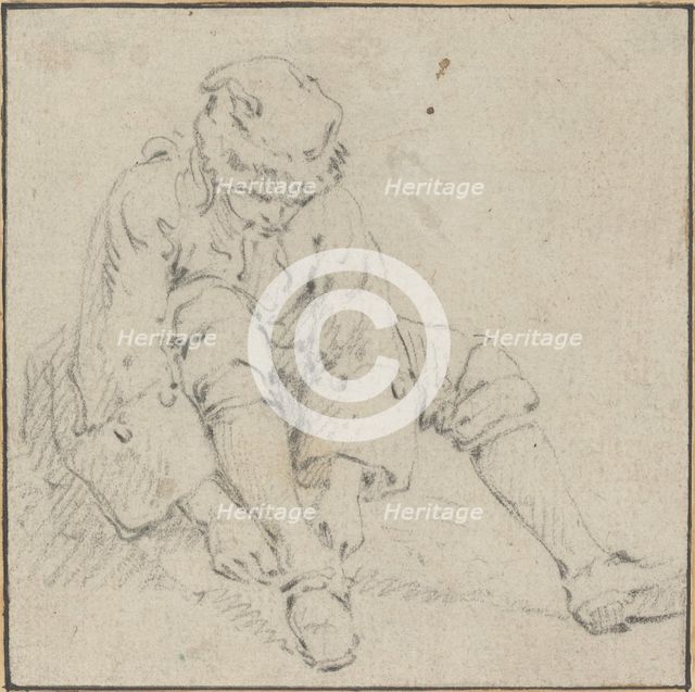 Man Pulling on His Shoe, 1761/1763?. Creator: Jean Baptiste Le Prince.